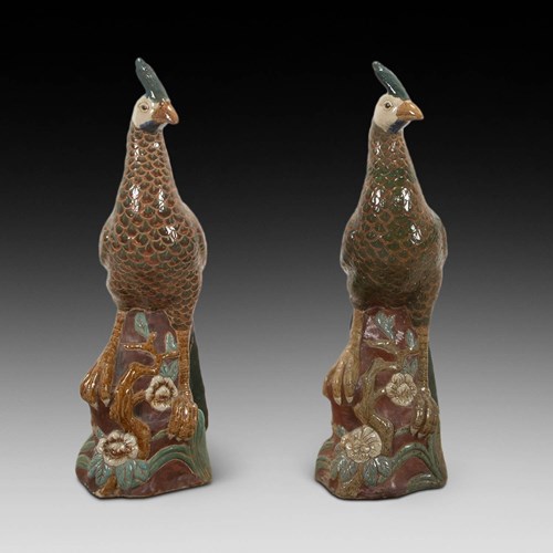 Pair Of 20Th Century Decorative Porcelain Peacocks