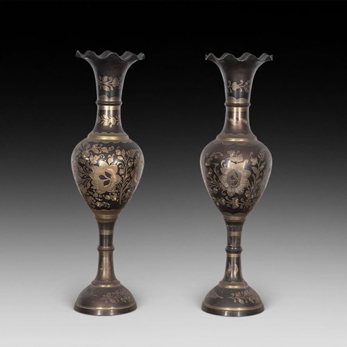 Pair Of 20Th Century English Brass Vases