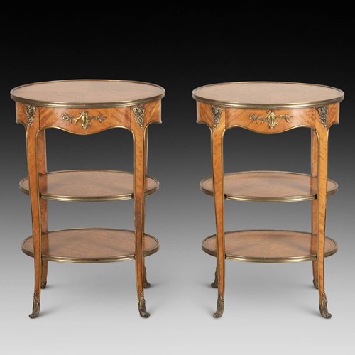 Pair Of Late 19Th Century English Satinwood Side Tables