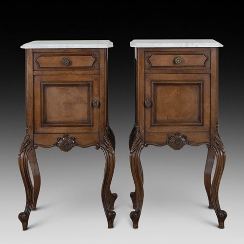 Pair Of Late 19Th Century French Polished Walnut Bedside Cabinets