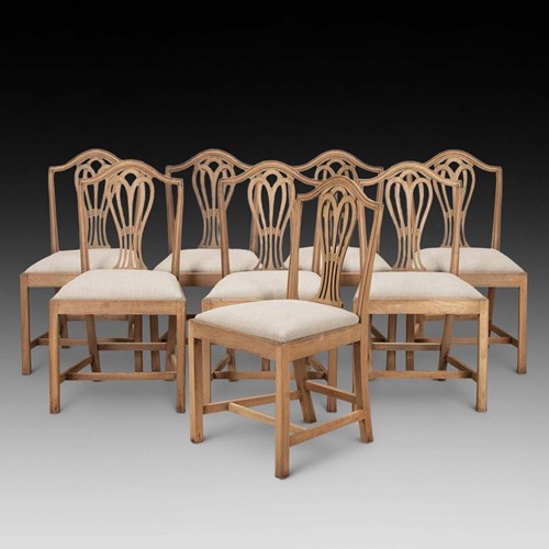 Set Of Eight 19Th Century Bleached Mahogany Dining Chairs