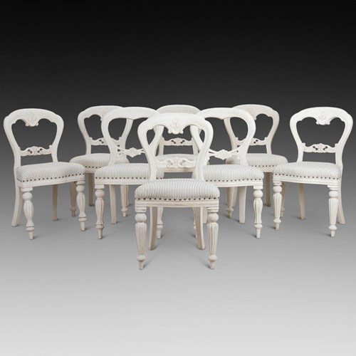 Set Of Eight 20Th Century Gustavian Style Dining Chairs