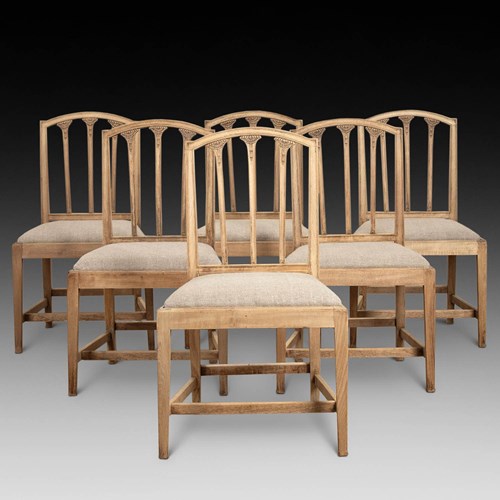 Set Of Six 20Th Century English Washed Mahogany Dining Chairs