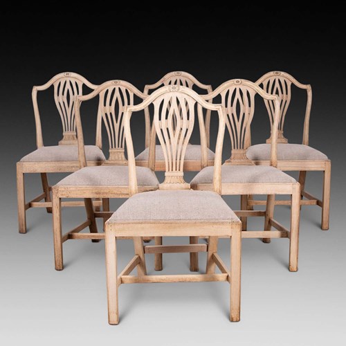 Set Of Six Bleached Mahogany Dining Chairs