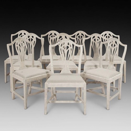 Set Of Ten 20Th Century English Painted Dining Chairs
