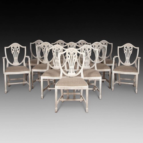 Set Of Twelve Painted Dining Chairs