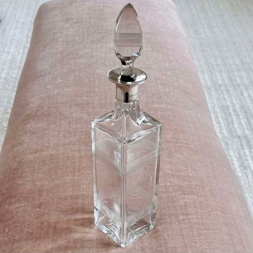 Art Deco silver collar crystal decanter by Hukin & Heath date 1929