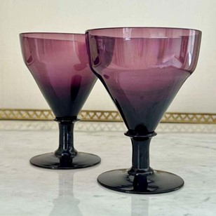 Pair Of Giant Amethyst Glass Rummer...