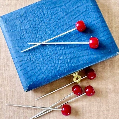 Art Deco silver & Bakelite cherry cocktail sticks in original box