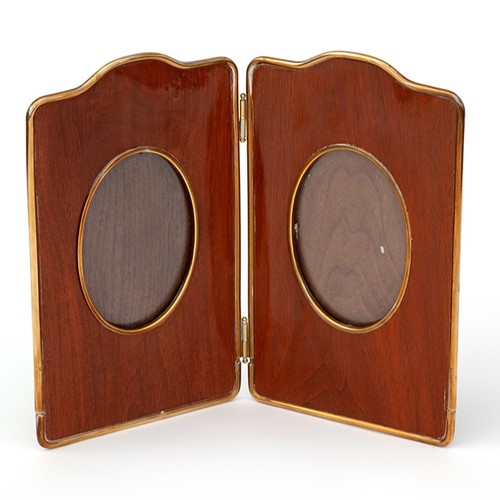 Brass Rimmed Mahogany Folding Picture Frame