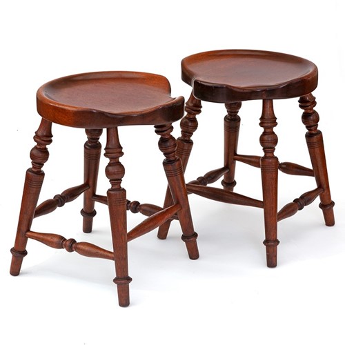 Pair Of Scalloped Edged Stools