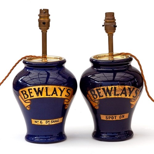Royal Doulton Cobalt Blue Bewlay Tobacco Jar Lamps