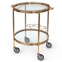 Ornate French Brass Bar Cart