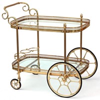 Decorative French Brass Penny Farthing Bar Cart