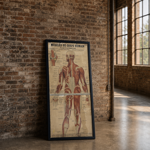 French Muscular System Anatomy Poster, Deyrolle – Large, Framed
