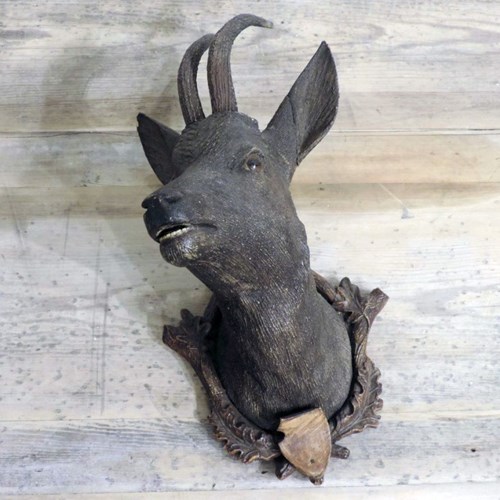 Carved Wooden Goats Head