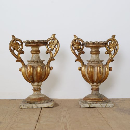 Pair Of 18Th Century Carved Urns