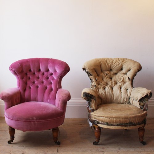 Pair Of Button Back Armchairs