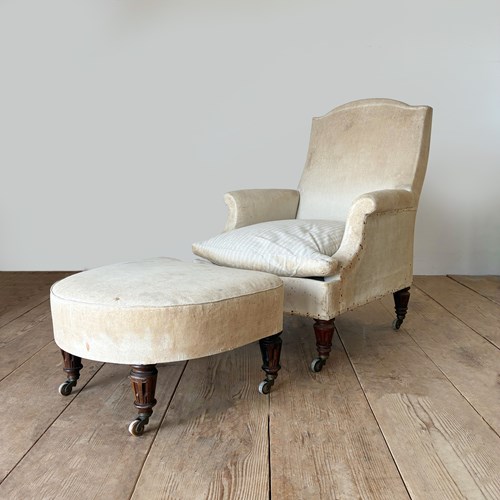 19Th Century Armchair And Stool