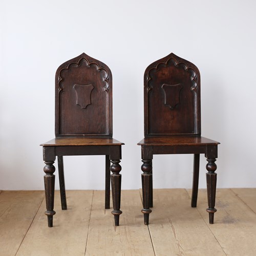 Pair Of Gothic Hall Chairs