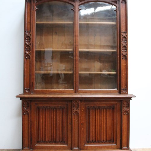 An Early Victorian Gothic Revival Oak Bookcase