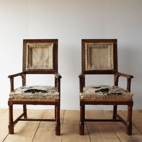 Pair Of 19Th Century Gothic Armchairs