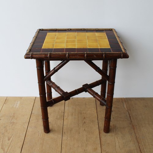 19Th Century Lamp Table With Tiled Top Feature