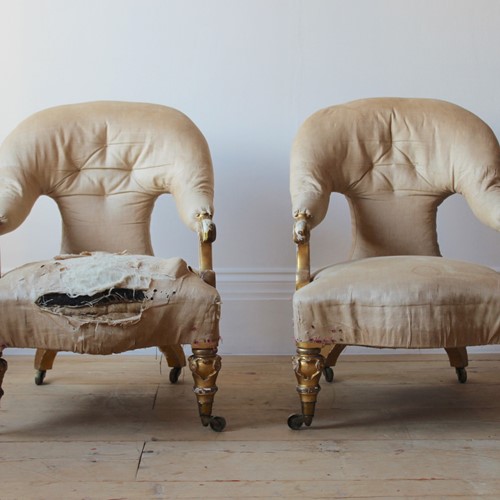 Pair Of 19Th Century Armchairs For Re-Upholstery