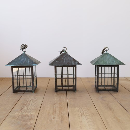 Set Of Three Arts And Crafts Lanterns