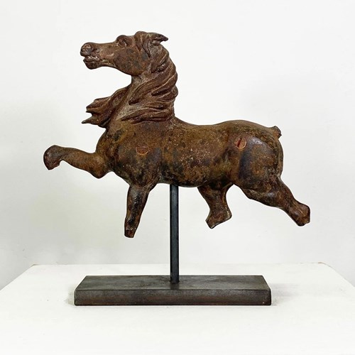 Antique Cast Iron Horse On Stand