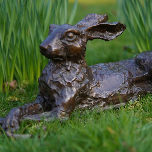 Bronze Recumbent Hare Sculpture