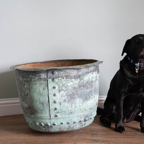 Large Antique Copper Pot Planter