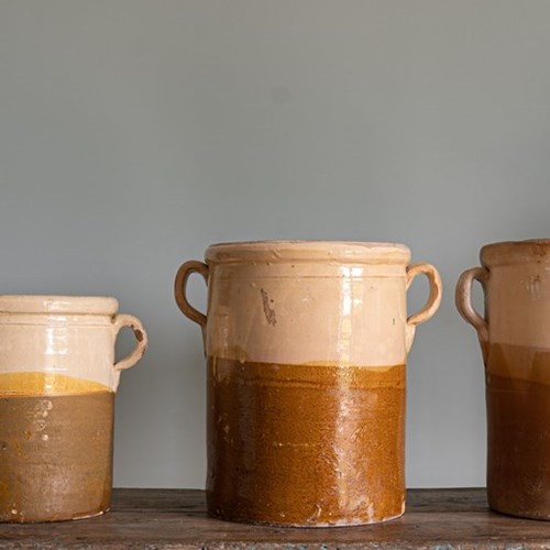 Trio Of Two-Toned Antique Italian Puglia Pots