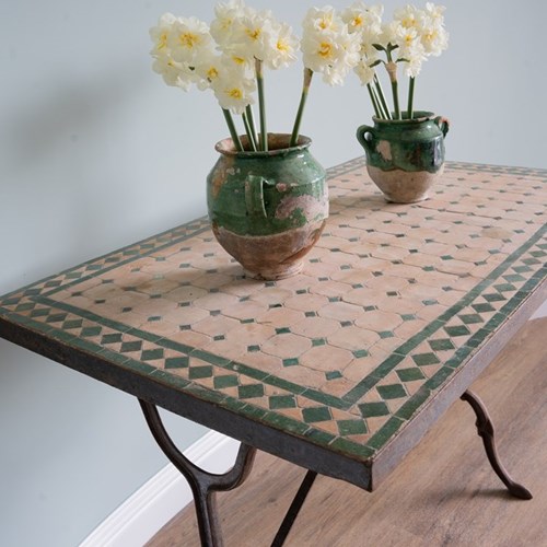 Mosaic Marble Topped Cast Iron Table