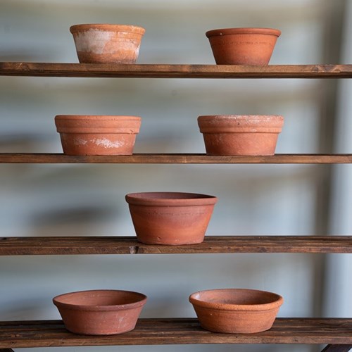 Set Of Antique Shallow Garden Terracotta Bowl Planters