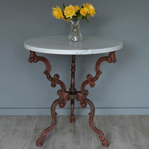 Heavy Antique Iron And Marble French Table