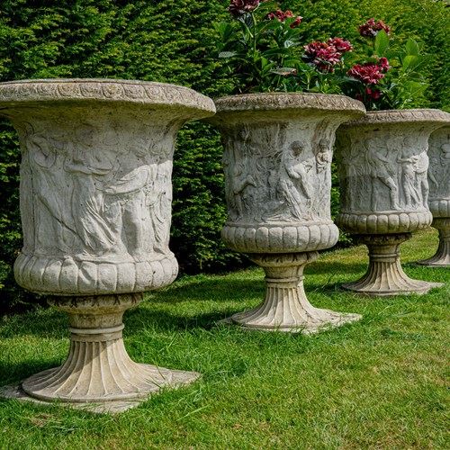 Set Of Four Large Medici Garden Urns