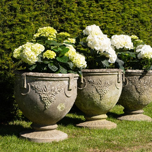 Trio of Cast Stone Garden Planters
