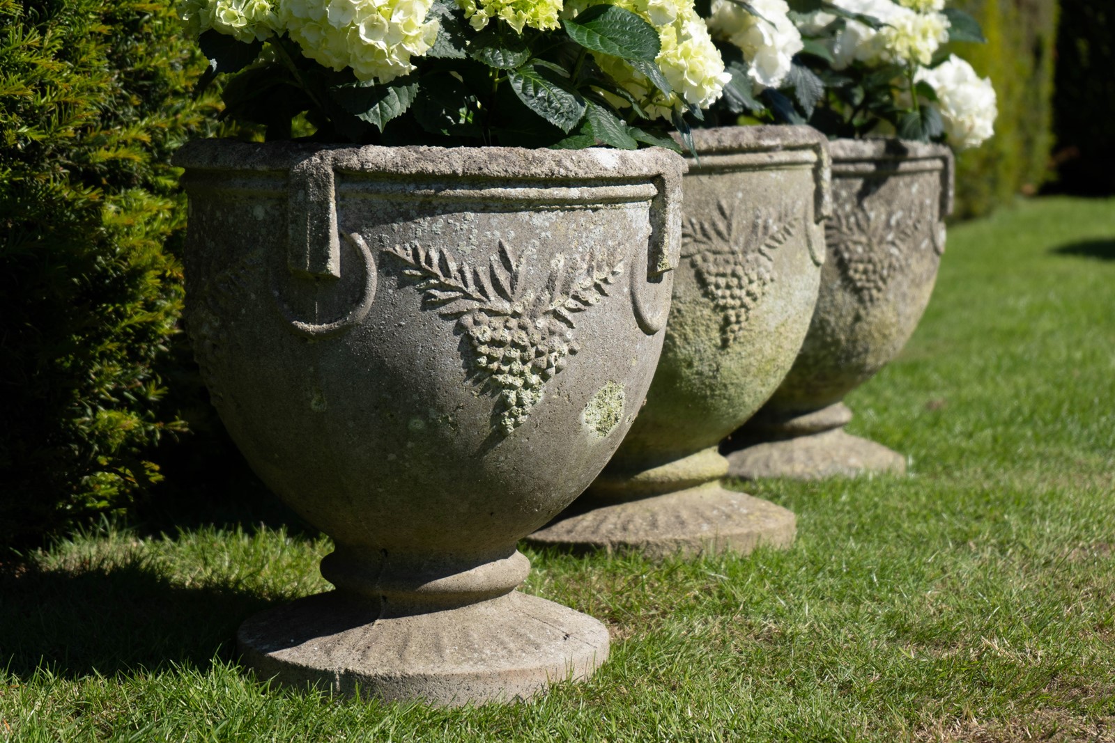 Vintage Cast Stone Planters, Set of 3 - New England Garden Company
