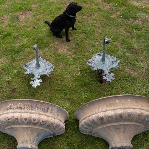 Large French Wall Bronze Fountains