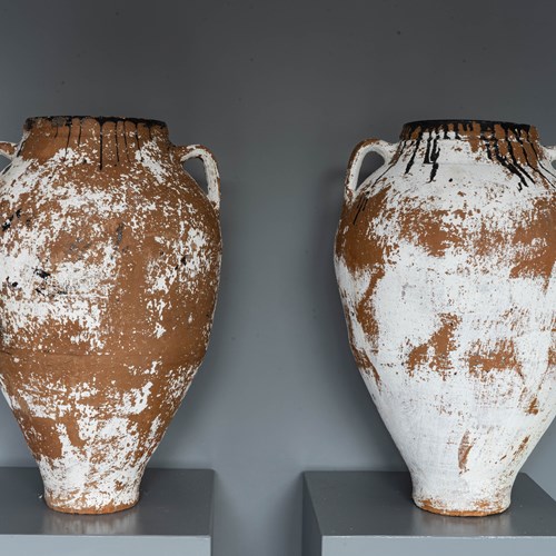 A Pair Of Terracotta Turkish Olive Jars