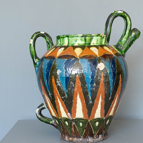 Multi Coloured Antique Vase Or Pot