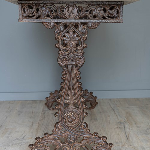 Antique Marble Topped French Iron Table