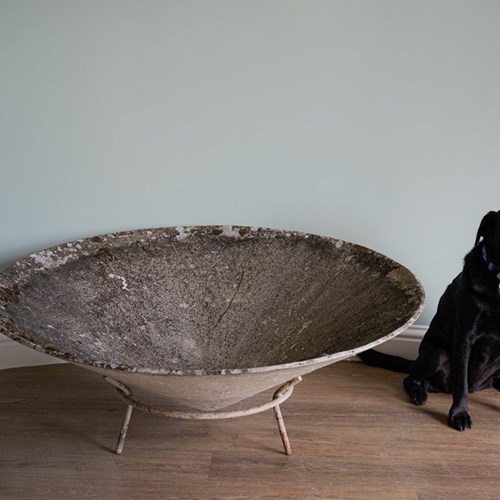 Huge Statement Willy Guhl Circular Planter On Iron Support