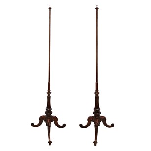 A Pair Of Late Regency Rosewood Pole Screen Stands