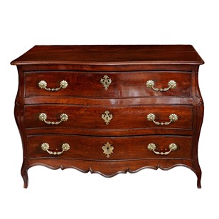 French Louis XV Cherry Wood Bombe Shaped Commode 