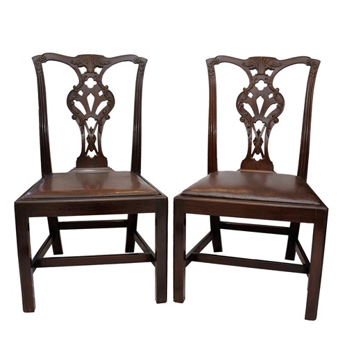 Pair Of Chippendale Style Mahogany Side Chairs