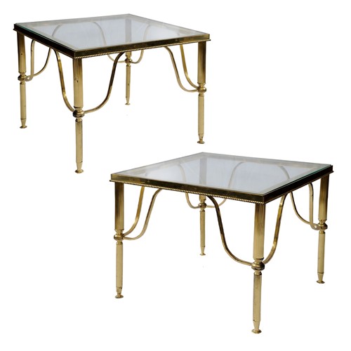 Pair Of Brass & Glass Classic Design Side Tables