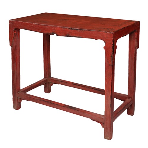 Chinese 18Th Century Red Painted Elm Side Table