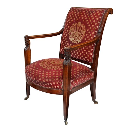 French Empire Revival Open Arm Chair